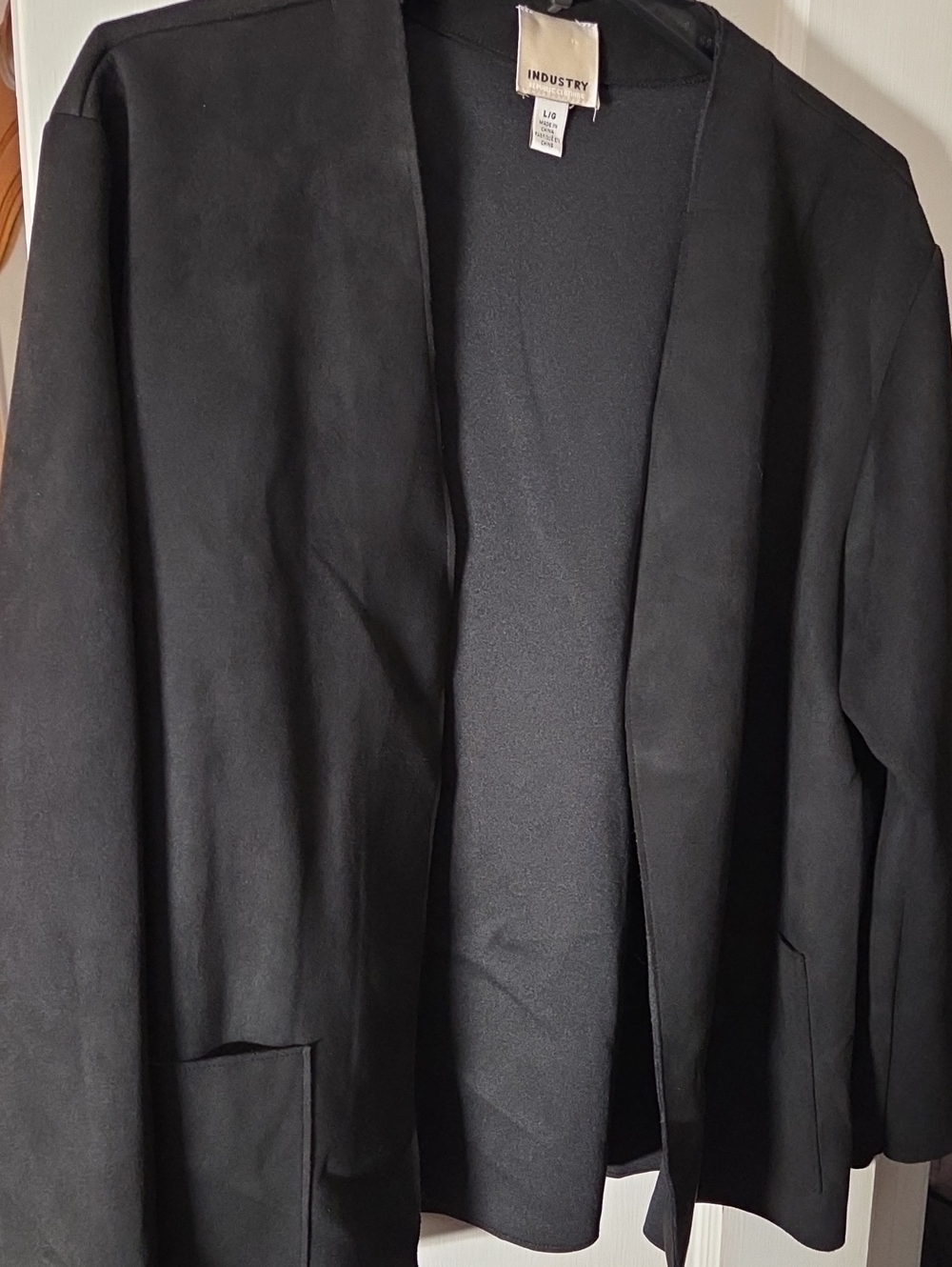 Womens  Black Open-Front Jacket